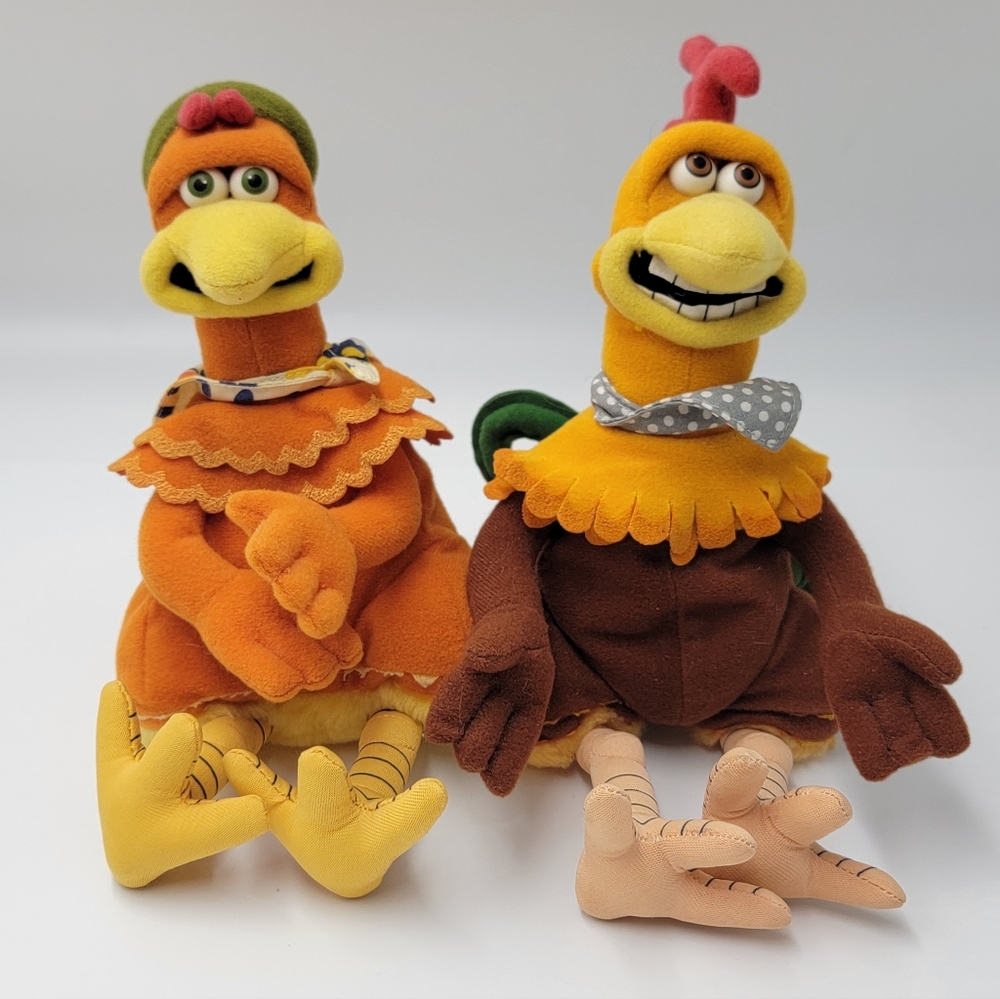 Vintage 2000 Dreamworks Chicken Run Movie Ginger Rocky Plush Beanie Playmates